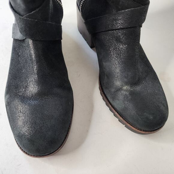 Sorel Cate Buckle Boots Size 8.5 Black Leather Leather Waterproof Block Heel - Picture 3 of 8